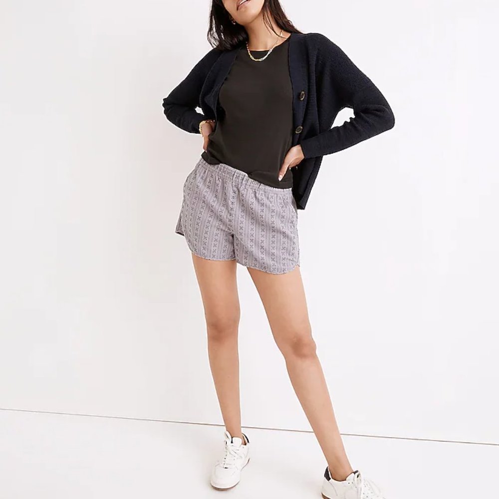 Madewell Pull-On Dolphin Shorts in Jacquard Stripe